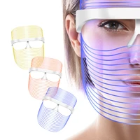 rechargeable 3 color led mask therapy phototherapy beauty light beauty tools face massager facial machine wrinkle removal