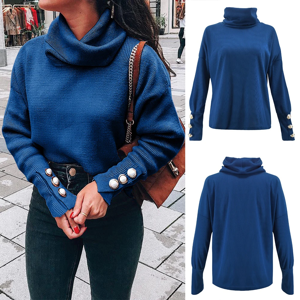 

Long Sleeve Oversized Soft Baggy Travel Shopping Pullovers Turtle Neck Winter Warm Daily Outwear Women Sweater Office Knitted