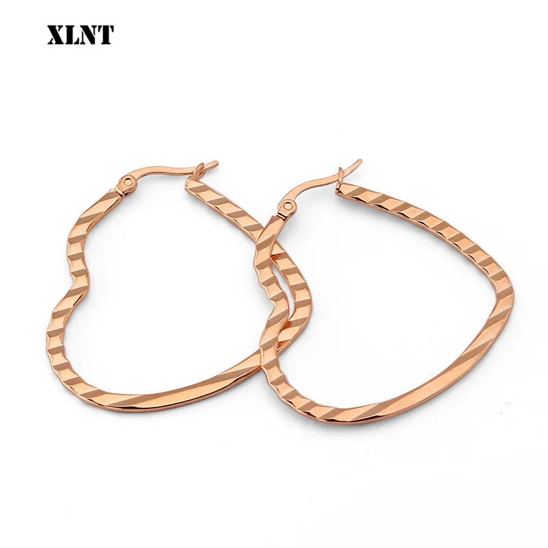 Женские серьги кольца XLNT большие круглые цвета розового золота и черного