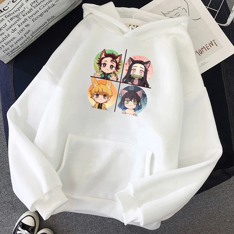 

green color Fashion Demon Slayer Costume Tanjiro Zenitsu Nezuko Inosuke Harajuku Pullover oversized Hoodie Hip Hop Sweatshirt