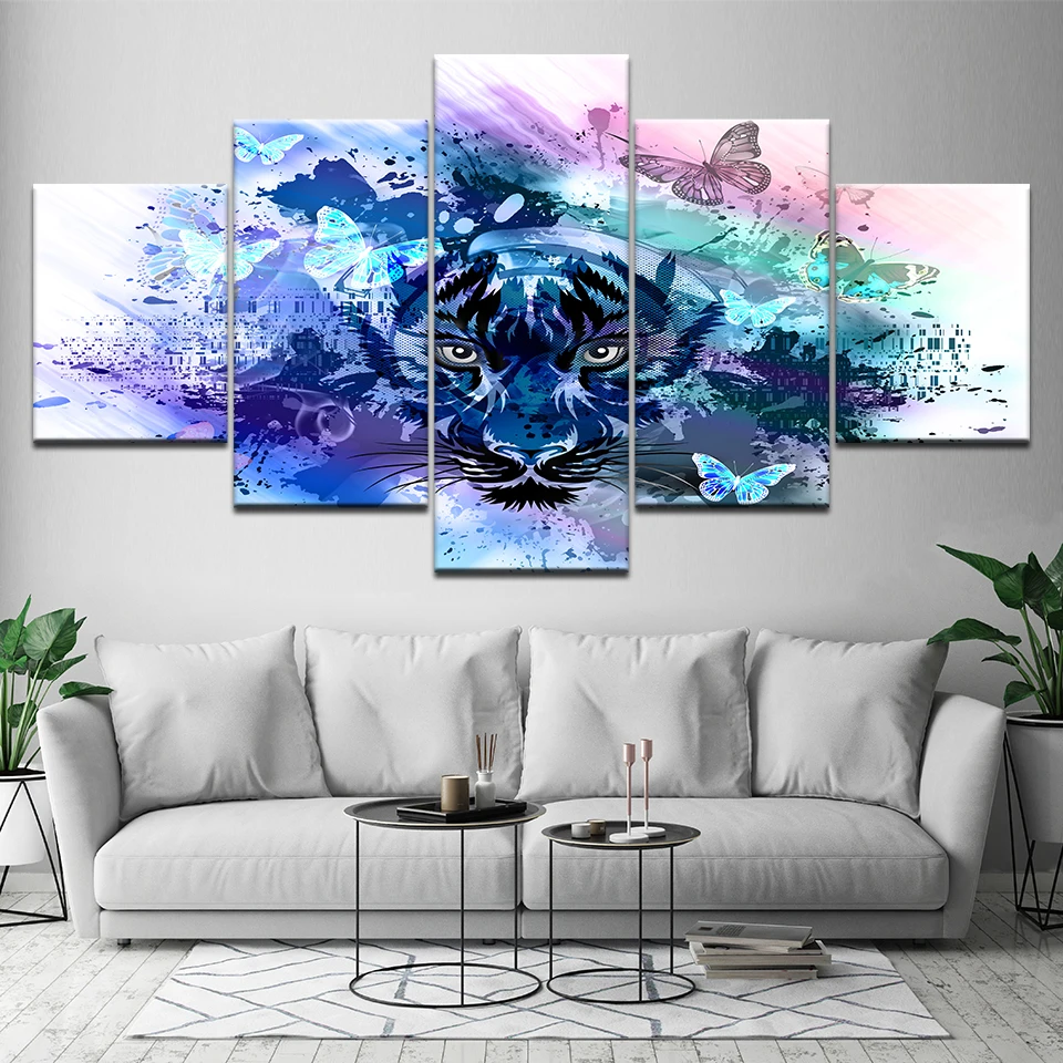5 шт. настенная живопись художественный принт постер красочные тигра бабочки