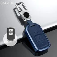 aluminum alloy leather car key case cover for honda vezel city civic jazz brv br v hrv fit remote key jacket car styling