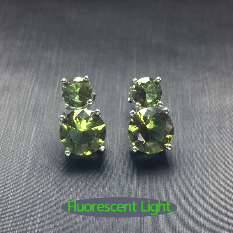 Женские серьги из серебра 925 пробы с зултанитом|Серьги-гвоздики| |