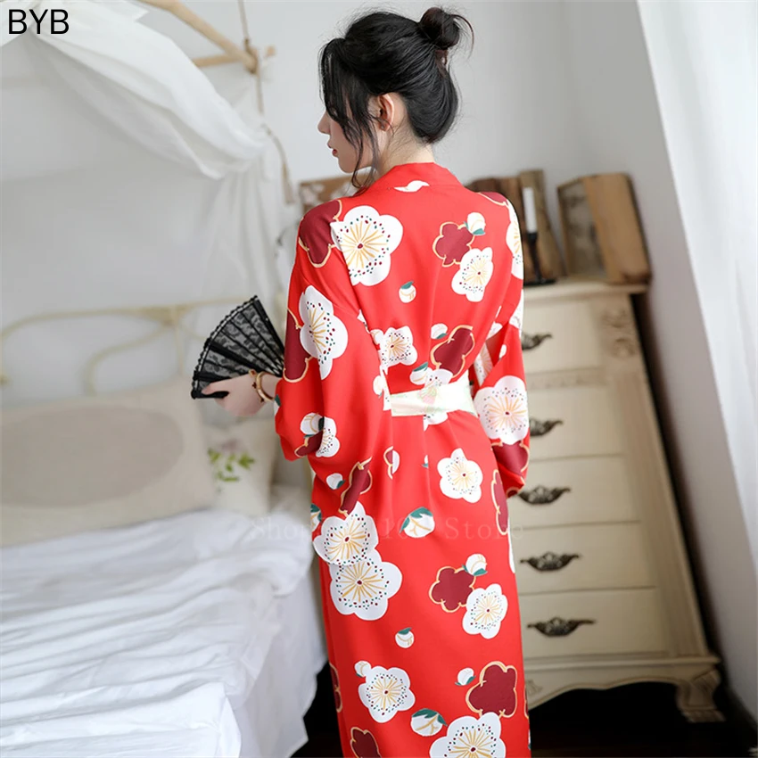 Женское сексуальное японское кимоно Yukata Cosplat костюмы платье с поясом женский