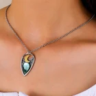 Ожерелье в виде Луны с лабрадоритом, горы, опал, камень, треугольное ажурное ожерелье с Луной и радужным лунным камнем, 50 см