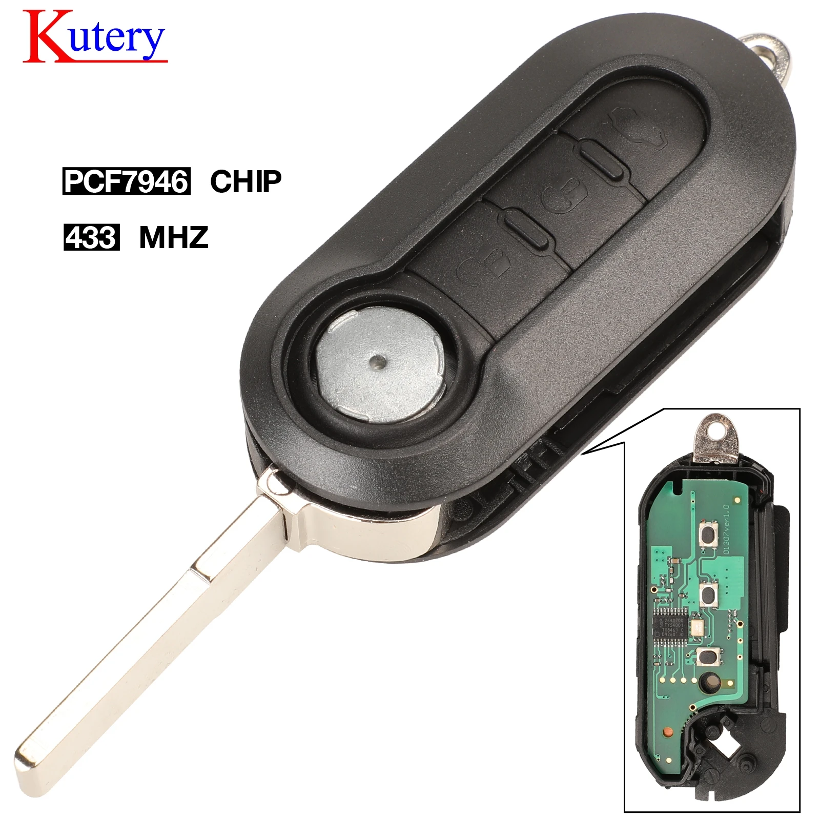 Kutery 3 кнопки дистанционного ключа Fob 433 МГц ID46 для Fiat 500L MPV Субару Outback продажа Citroen