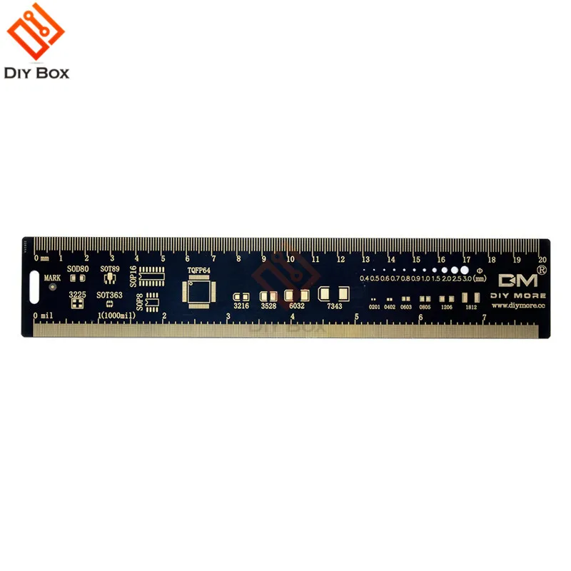 4 см PCB линейка, измерительный инструмент Многофункциональный резистор микросхема конденсатора IC SMD посылка блоки для электронных инженеров с цепочкой для ключей