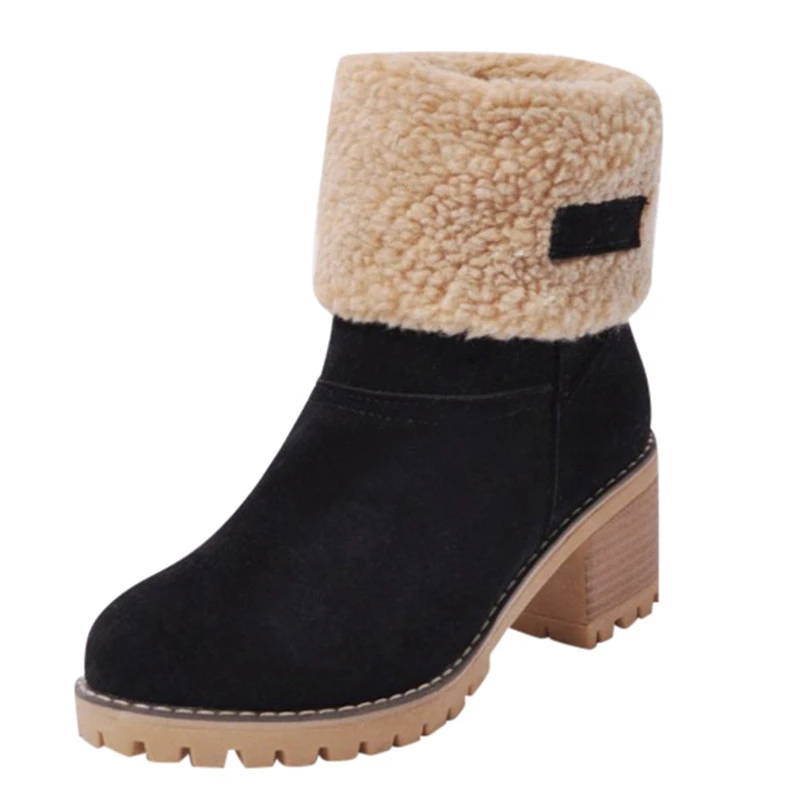 

Women's Shoes Winter Snow Boots Platform Ankle Boots Fur Warm Shoes Women's Cashmere Suede Leather Ankle Boots Large Size