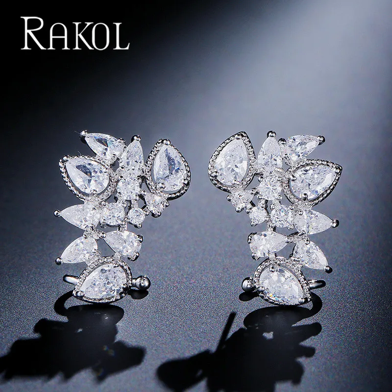 RAKOL новый корейский ААА кубического циркония белого цвета с украшением в виде
