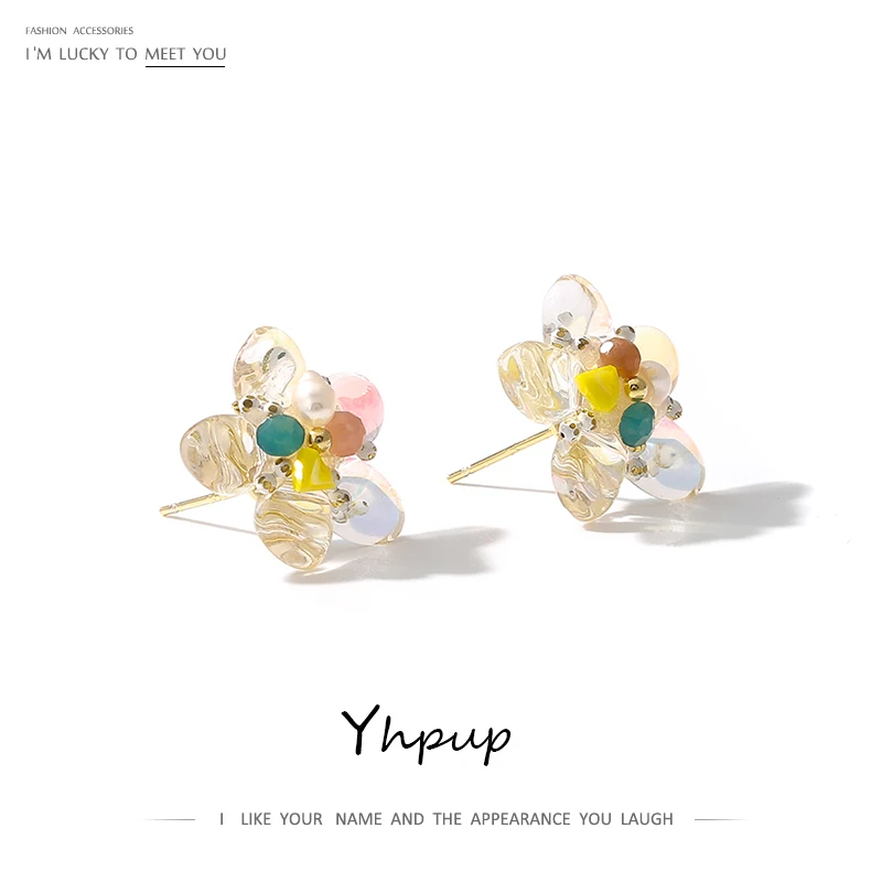 Yhpup стильные сережки гвоздики смолы каменные серьги из натурального жемчуга