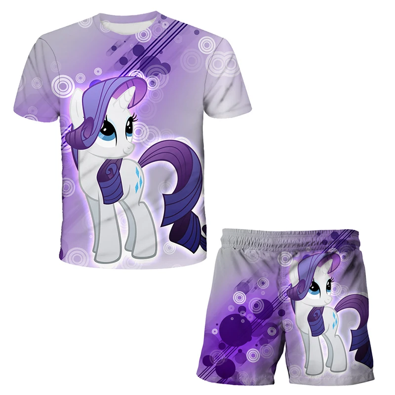 

Popular Cartoon Childrens Clothing Newest Anime Clothes My Llittle Pony Kids T-Shirt 3D Print Fashion Summer Short Sleeve Sets
