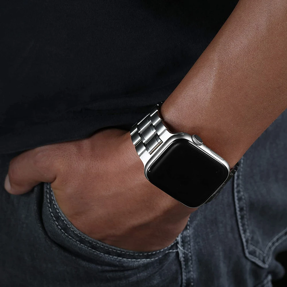 

For Apple Watch 5 4 44mm Band Series 3/2/1 42mm Upgraded Version Stainless Steel Link Bracelet IWatch 38mm 40mm Business Strap