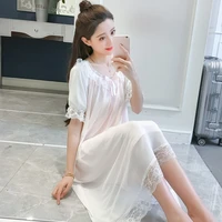 summer nightdress womens thin short sleeve sweet ice fairy palace style lace sexy nightgown homewear female sleepwear nightwear