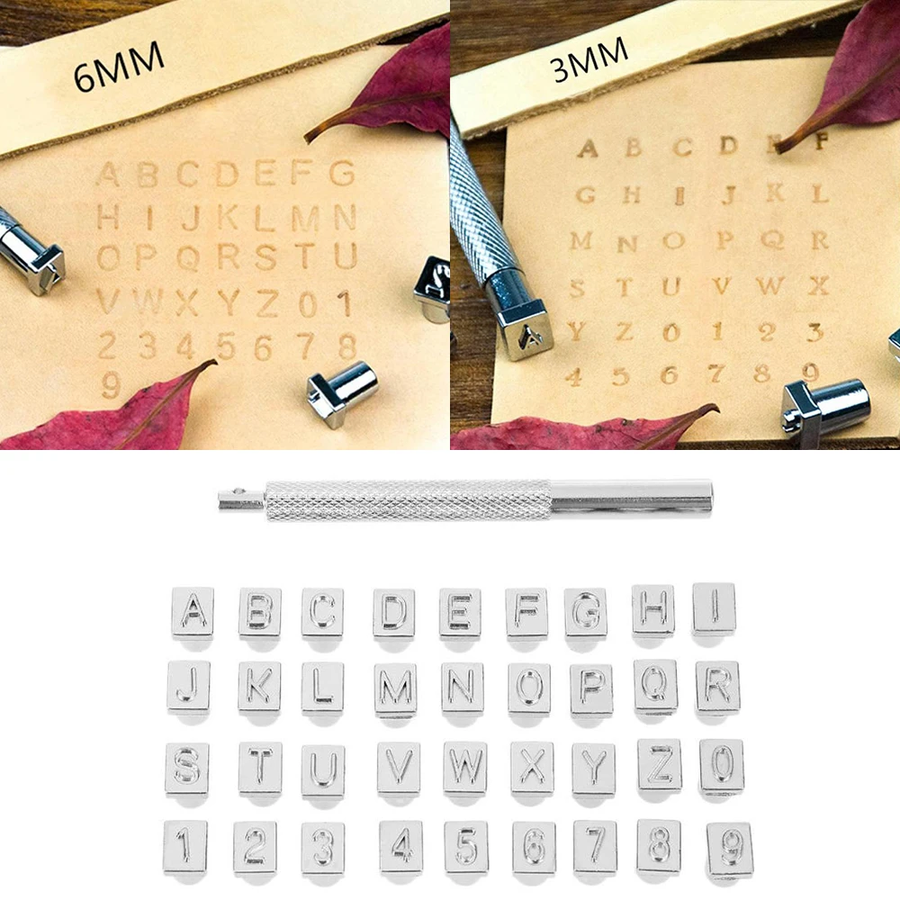 36 шт. Сталь Алфавит Номер кожаным ремешком модные штамп ювелирные изделия набор