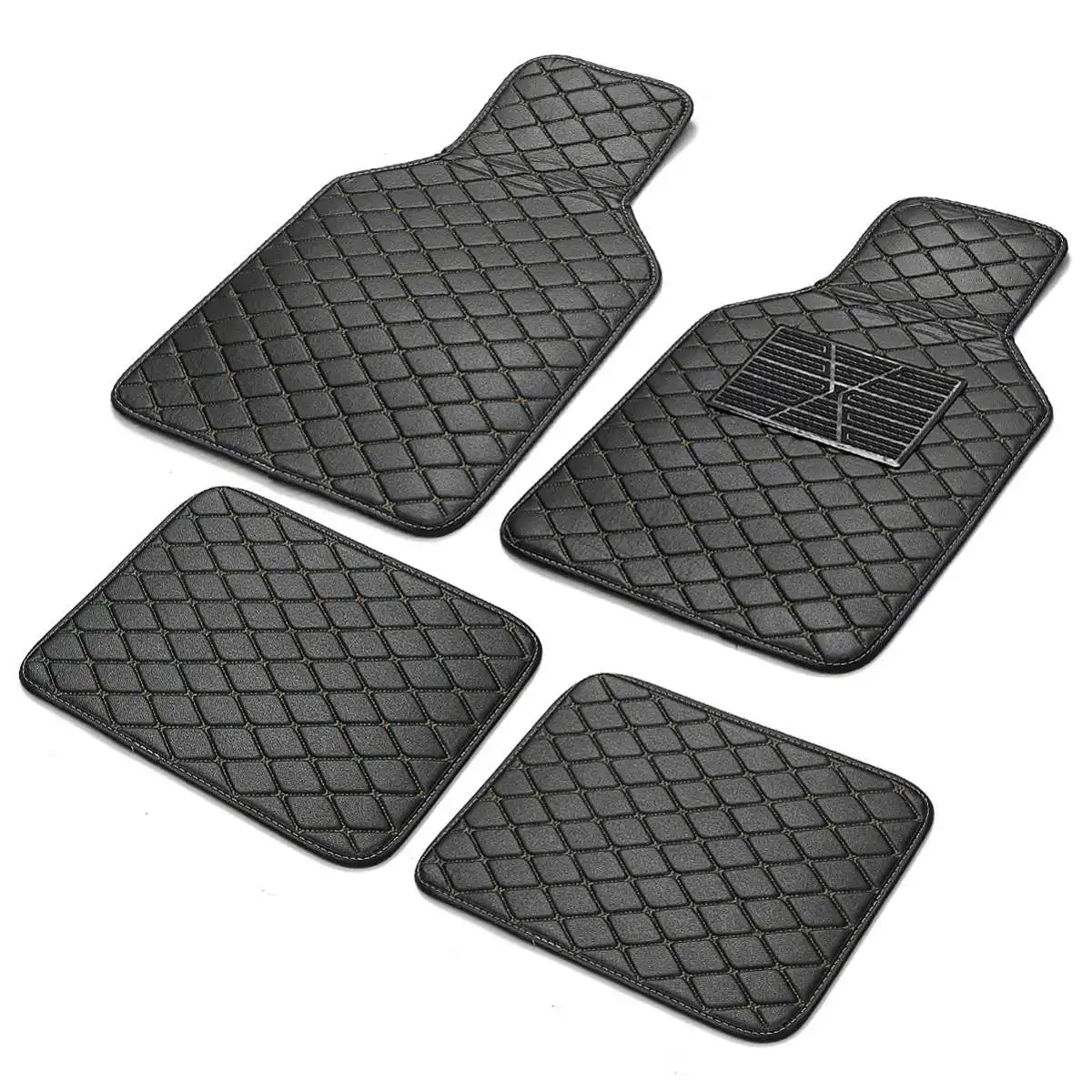 

Universal Leather Front Rear Car Floor Mats Pad Car Carpet Mats Waterproof Anti-dirty Anti-slip Floor Mats For Most Cars Black