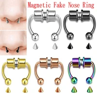 new unisex nose ring reusable alloy fake magnetic false nose ring horseshoes non piercing hoop jewelry for party bar