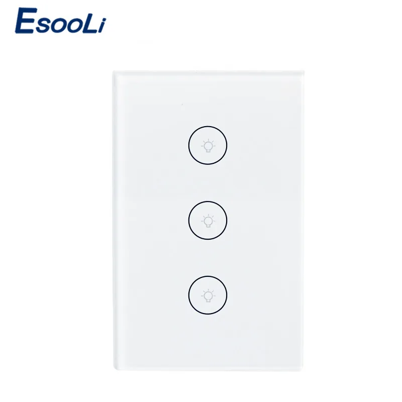 Esooli Wifi умный настенный сенсорный выключатель Tuya умная жизнь стеклянная панель