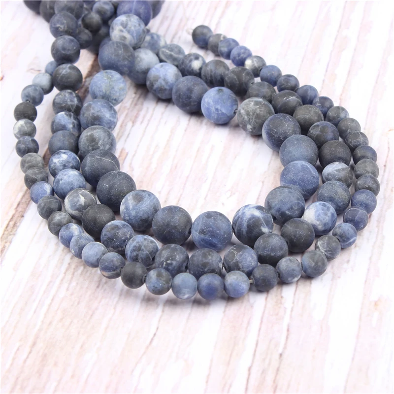 

Frosted Blue Stone NaturalStoneBeadsForJewelryMakingDiyBraceletNecklace4/6/8/10/12mmWholesaleStrand