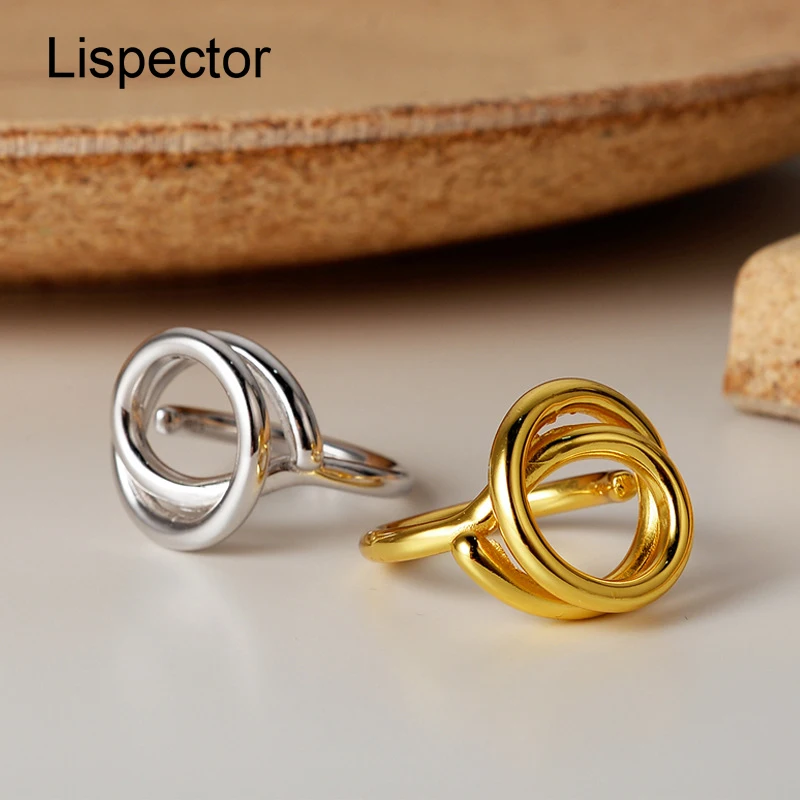 

Lispector 925 Sterling Sliver Handmade Loop Lines Rings for Women Creative Round Curve Open Rings Party Female Jewelry Gifts