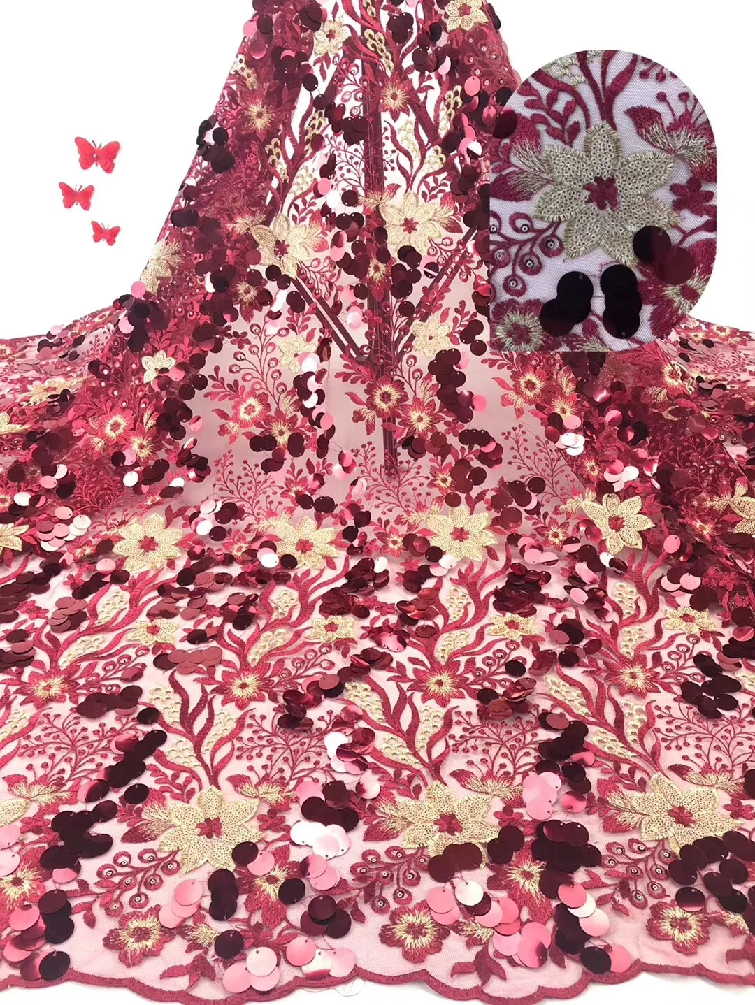 

High End Beaded Lace For Weddings African French Lace Design Wedding Dress Fabric With Rhinestones