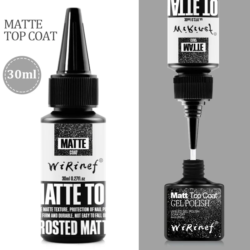 30ml matt top coat WiRinef 8 мл матовый топ лак для ногтей Дизайн гель лак замочить от УФ-гель для ногтей длительный красивый матовый топ - Цвет: 30ml matt top coat