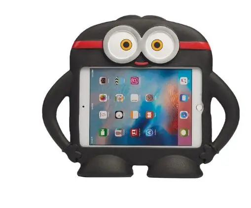 Силиконовый мультяшный EVA чехол для iPad 9,7 Pro 9,7 Air 2 A1822 A1823 для планшета, детский противоударный чехол-подставка+ ручка - Цвет: Черный