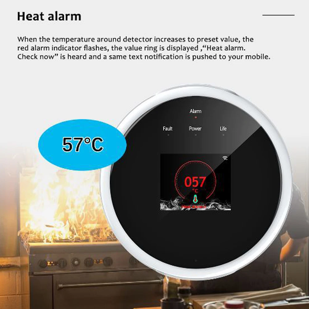 

Tuya Wifi Natural Gas-Sensor Combustible Gas-Alarm Detector Gas-Leakage Sensor Compatible with Amazon Alexa Google Assistant