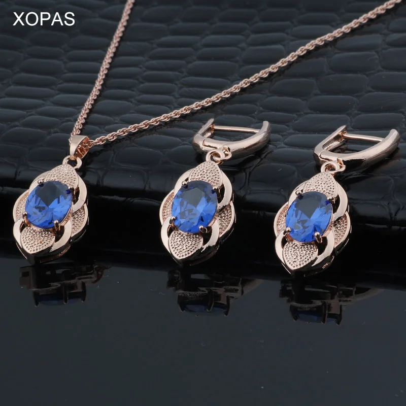 Комплект из колье серёг и кольца под розовое золото 585 пробы|Ювелирные наборы| |