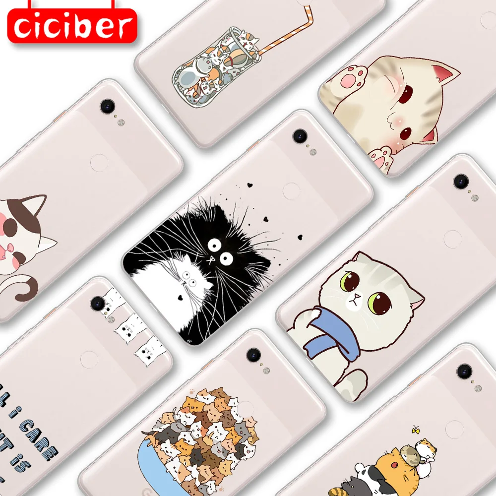 

Cute Cat Puss Case For Google Pixel 4 5 3 2 XL Cover for Pixel 3a 4a XL Soft Silicone TPU Luxury Shockproof Protect Phone Fundas