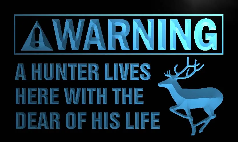 M921 Предупреждение Охотник жизнь с оленями светодиодный неоновый светильник знак