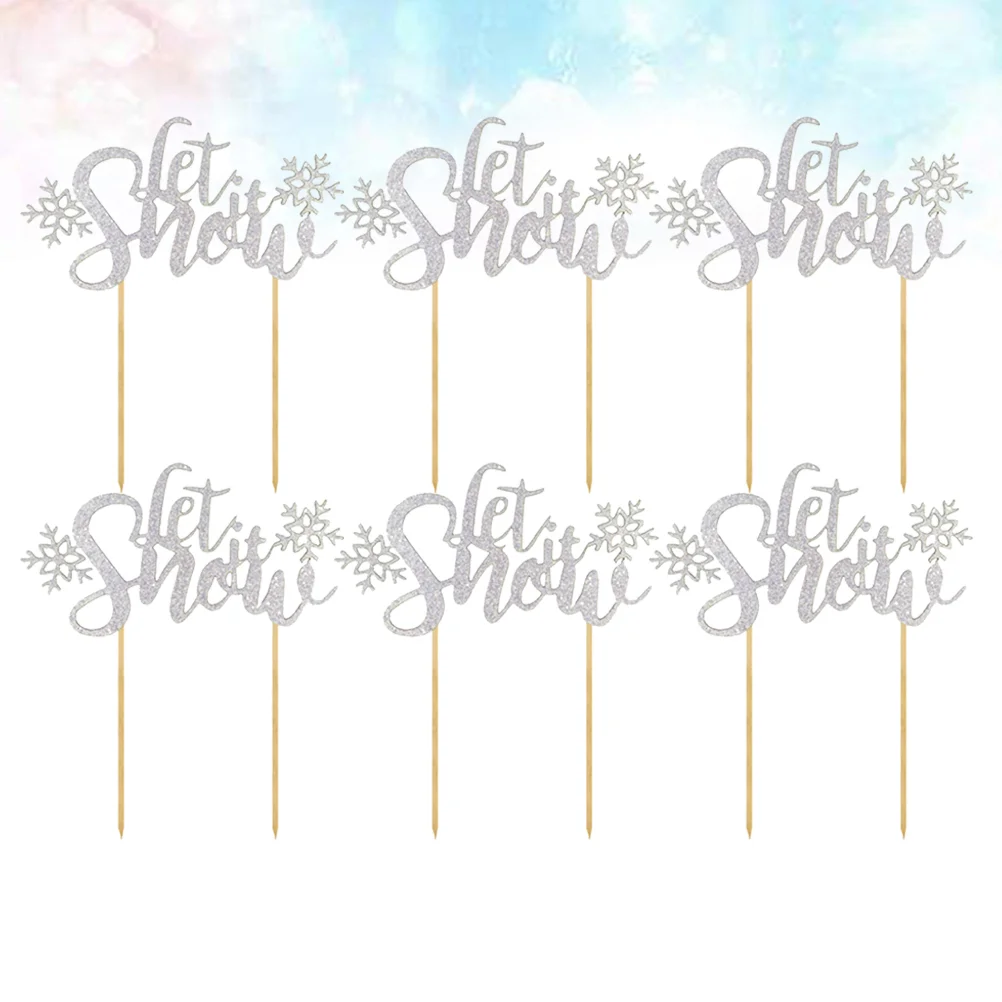 

6pcs Words Cake Toppers Funny Picks Paper Cupcake Decor Party Supplies for Christmas