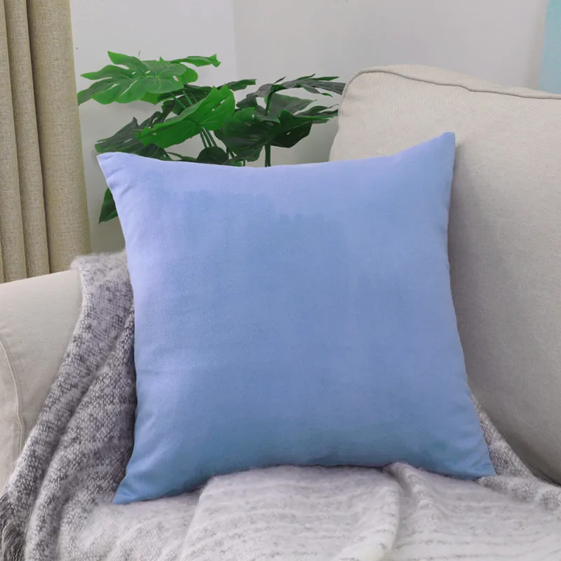 Light blue 1 Модный чехол для подушки на заказ замшевый однотонные Однотонная Одежда Подушка Чехол кресло для дивана домашний Декор 40/45/50/55/60/70 подарок - Цвет: Light blue 1