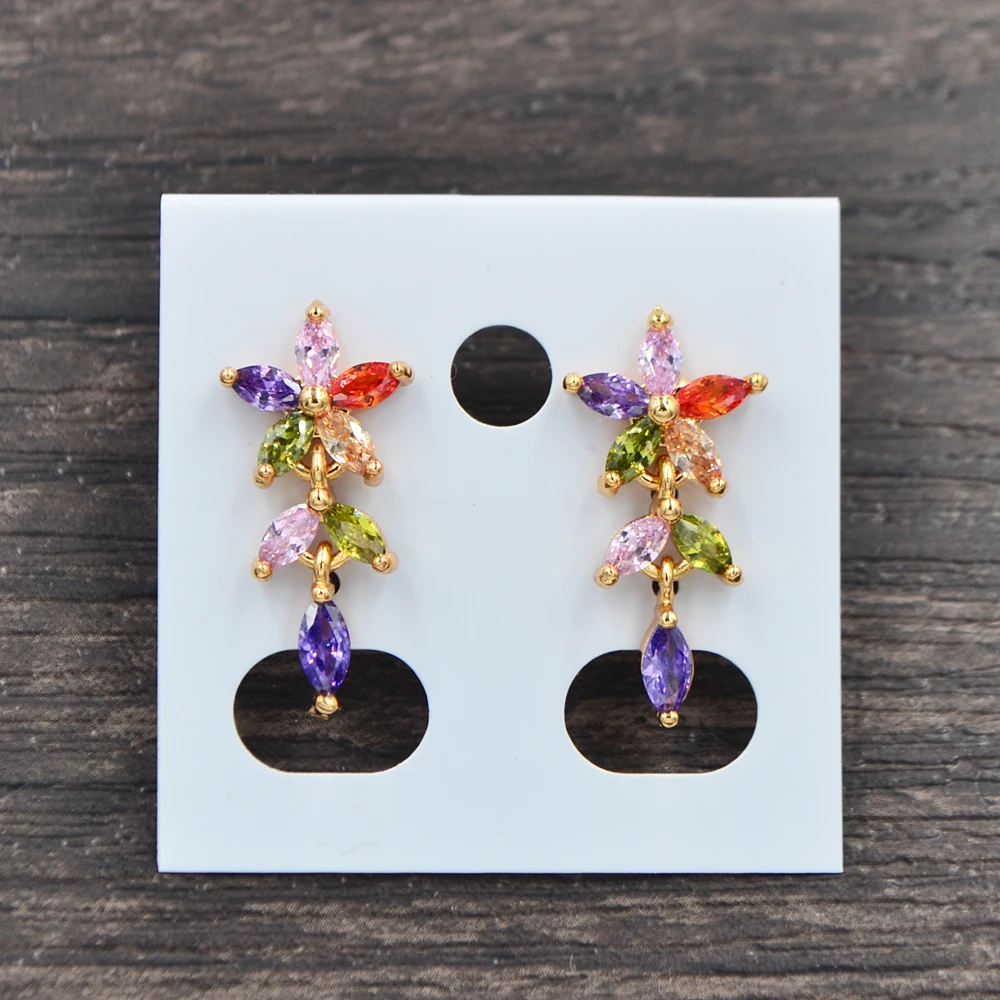 Женские серьги-гвоздики с разноцветным фианитом | Украшения и аксессуары