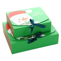 5pcs 10pcs square merry christmas paper packaging box packaging bag santa claus gift box happy new year chocolate candy box
