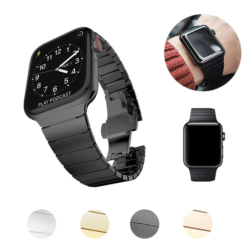 Ремешок для Apple Watch Series 6 5 4 40 мм 44 спортивный браслет из нержавеющей стали Iwatch 3 2 1 38