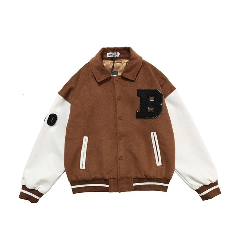 

Hip Hop Varsity Jacket Mens Furry Letters Embroidery Color Block College Jackets Womens Harajuku Baseball Coats Unisex Korean
