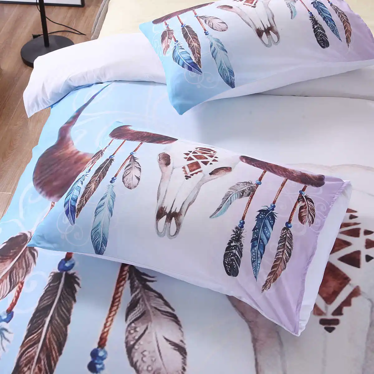 

Girls Bedclothes Polyester Bed Cover Set with Pillowcase US Twin Size Bed Duvet Cover Set Home Textile Kids Bedding Set White