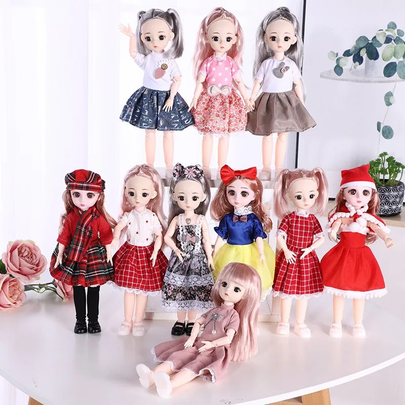 

2020 New 30cm Fashion Doll 1/6 BJD Doll Set 3D Eyes 13 Joint Movable Long Wig Beautiful Princess Baby Girl Doll Girl DIY Toy