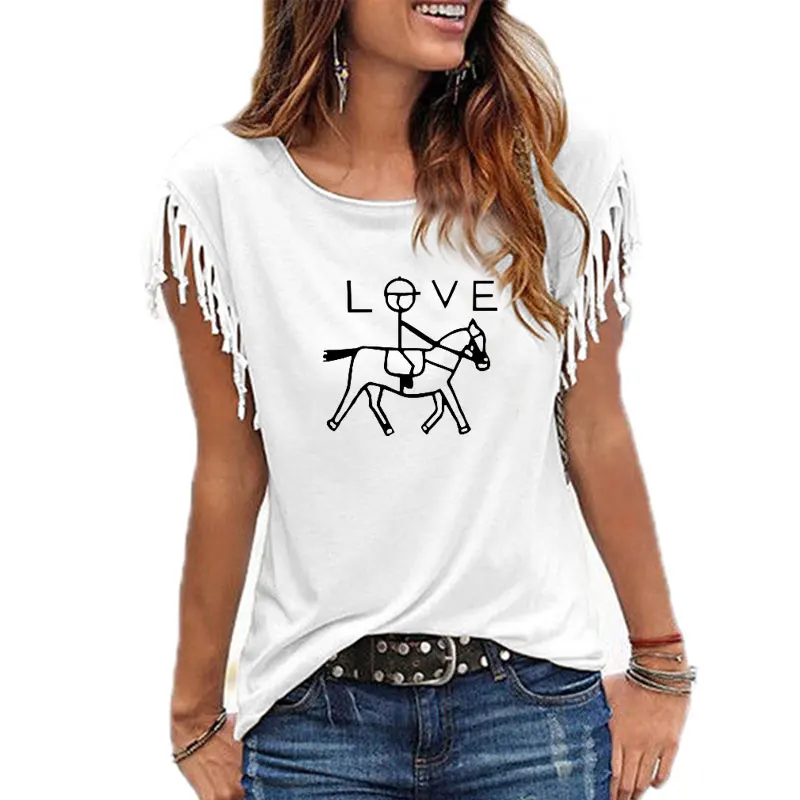 Новинка 2019 модная женская футболка с принтом подождите лошади для девочек