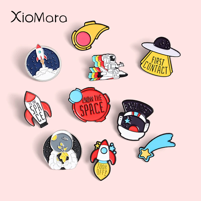 Космические путешествия эмалированные булавки астронавт космический корабль