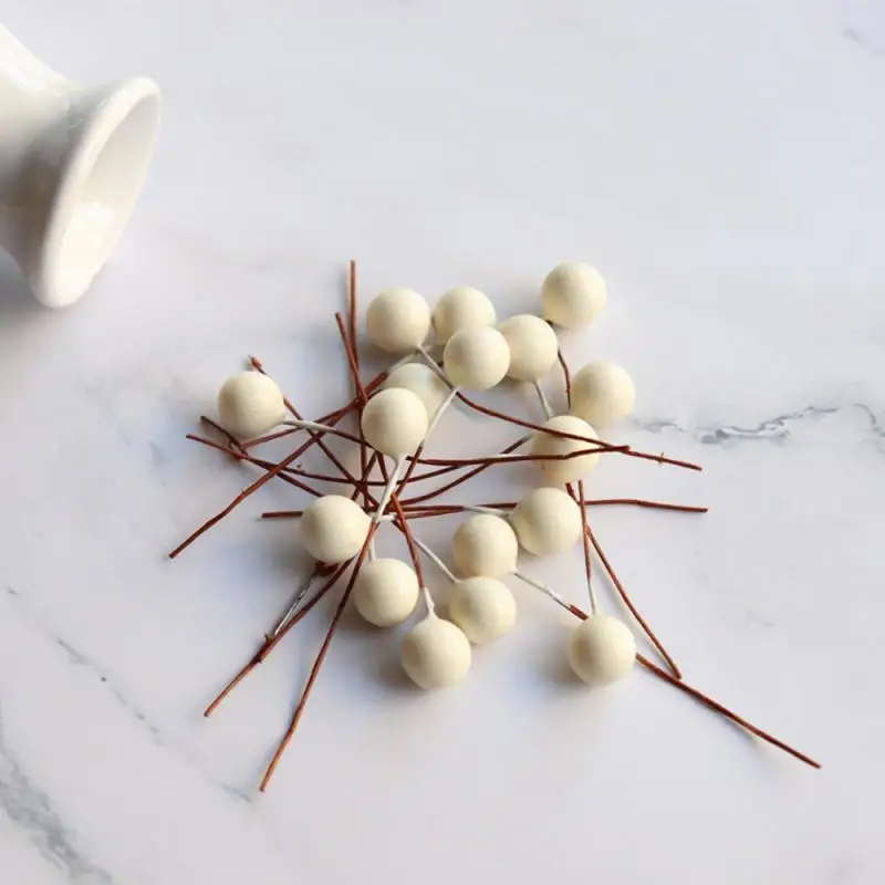 white 100pcs Рождество 50/100 шт./лот искусственные ягоды яркие красные ягоды дом гирлянда моделирование завод свадебные украшения сада; Прямая поставка - Цвет: white 100pcs