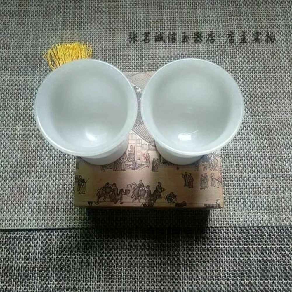 Китай ручная работа Нефритовая резьба натуральный белый нефритовый бокал для