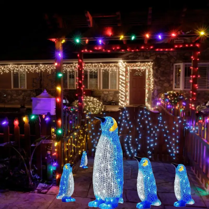 

1Pc Christmas LED Penguin Light Up Ornament Outdoor Yard Garden Home Landscape Decor Glowing Penguin Stand Pile