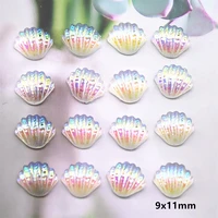 100pcs fashion seashell resin stones nail art aurora rhinestones nail jelly ornaments for manicure tips 9x11mm