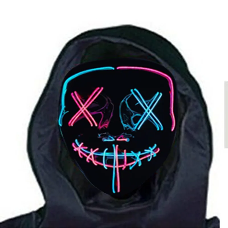 

Led Mask Halloween Party Masque Masquerade Masks Neon Maske Light Glow In The Dark Mascara Horror Maska Glowing Masker Purge