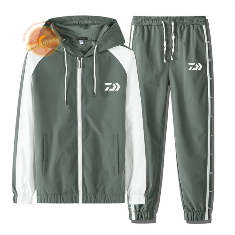 

Daiwa Men's Set Sports Running Two Piece Sets Cotton Hoodie Jogging Pants Men Winter Autumn Fitness Sport Fishing Jacket Pants