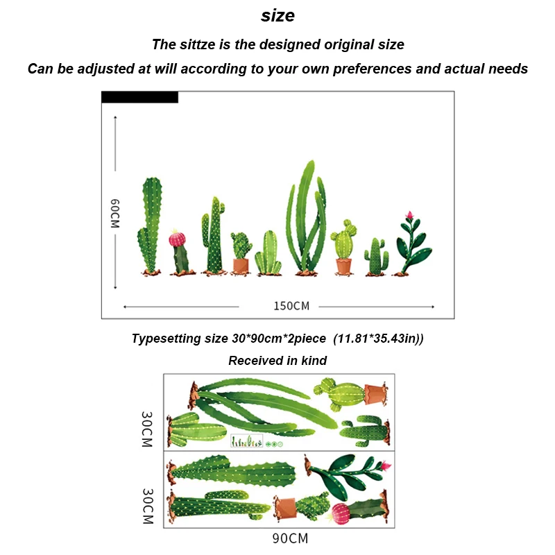 

Brand New Home Decor DIY Cactus Removable Wall Decal Family Home Sticker Mural Art Modern Living Room Plane Wall Sticker