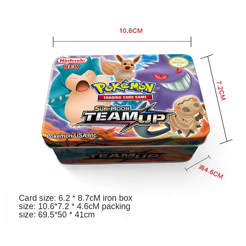

42pcs / set Pokemon Box battle game Pocket monsters collection card Iron box