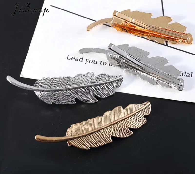 Jisensp Для женщин металлического сплава Винтаж заколка с листиками минимализм