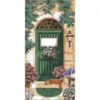 cat in front of the door patterns counted cross stitch 11ct 14ct 18ct diy cross stitch kit embroidery needlework sets home decor